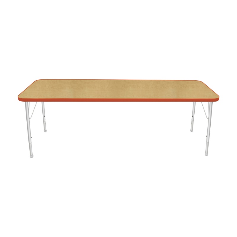 24" X 72" Rectangle Table - Top Color: Maple, Edge Color: Autumn Orange