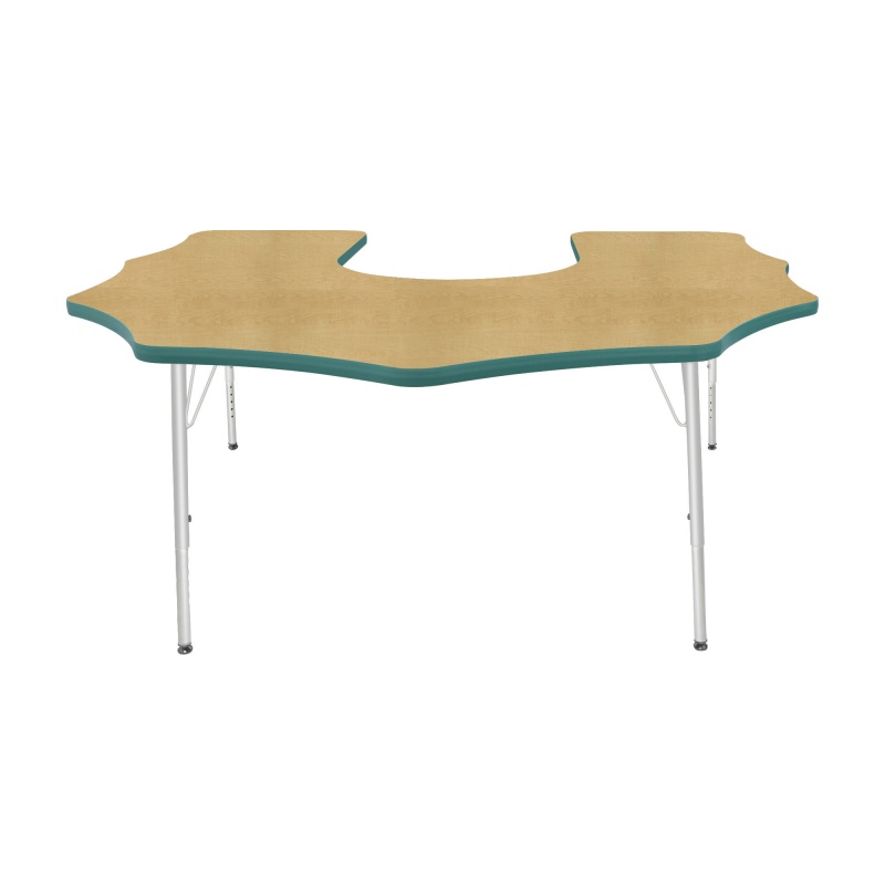 60" X 66" Scalloped Horseshoe - Top Color: Maple, Edge Color: Teal