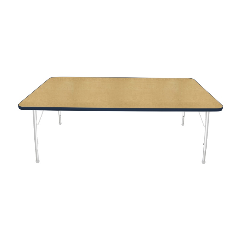 42" X 72" Rectangle Table - Top Color: Maple, Edge Color: Navy