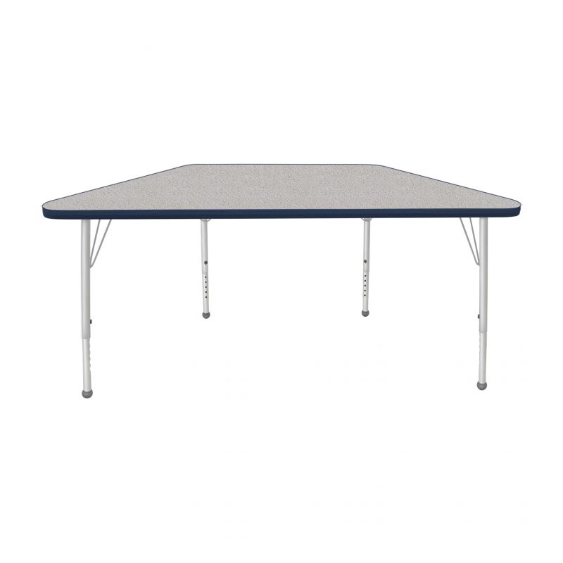 24" X 48" Trapezoid Table - Top Color: Gray Nebula, Edge Color: Navy