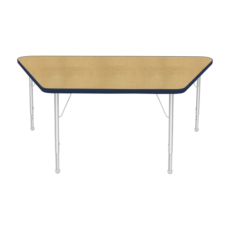 30" X 60" Trapezoid Table - Top Color: Maple, Edge Color: Navy