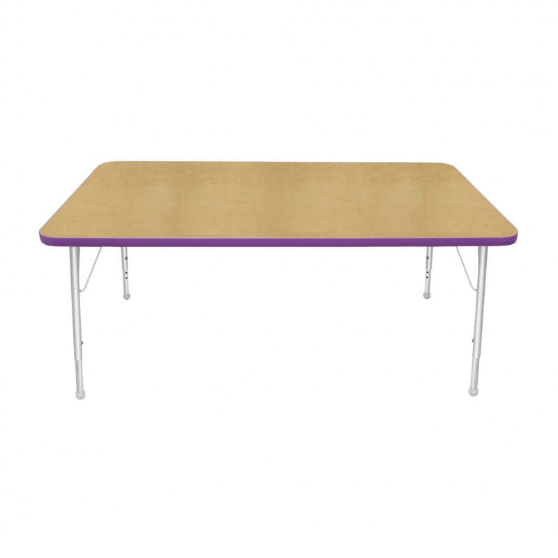 36" X 60" Rectangle Table - Top Color: Maple, Edge Color: Purple