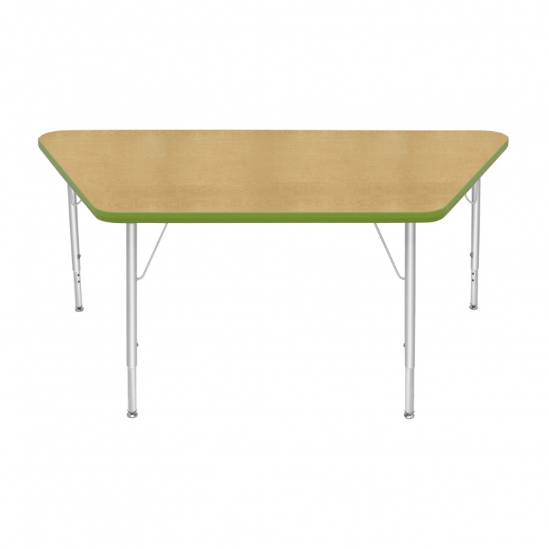 30" X 60" Trapezoid Table - Top Color: Maple, Edge Color: Sour Apple