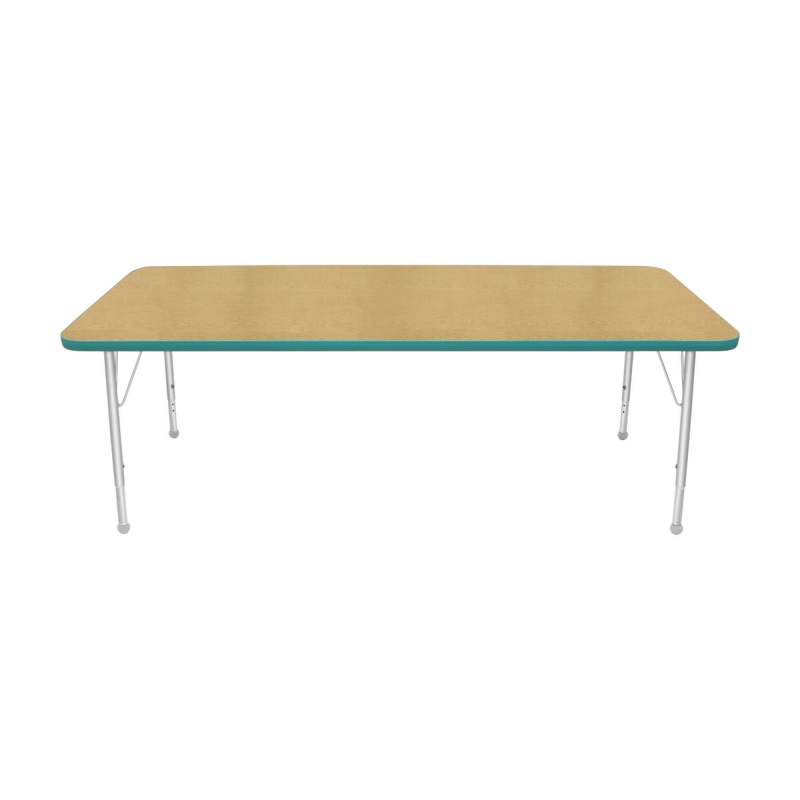 30" X 72" Rectangle Table - Top Color: Maple, Edge Color: Teal