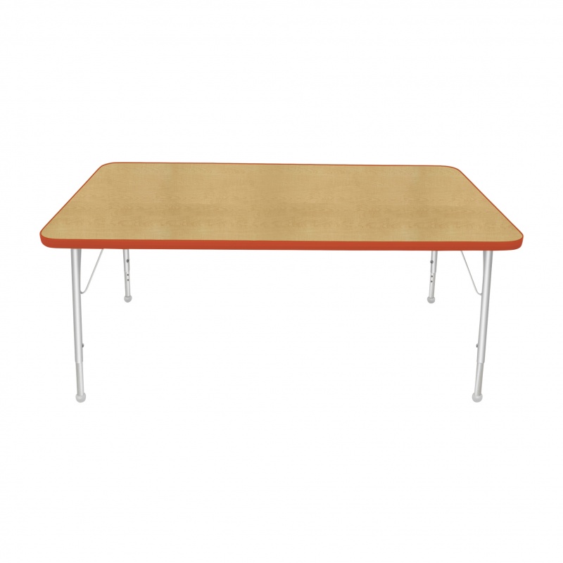 36" X 60" Rectangle Table - Top Color: Maple, Edge Color: Autumn Orange