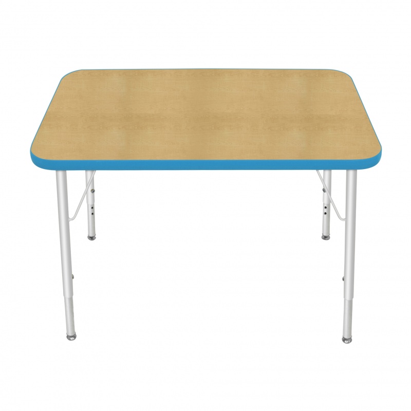24" X 36" Rectangle Table - Top Color: Maple, Edge Color: Bright Blue