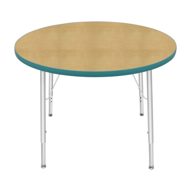 36" Round Table - Top Color: Maple, Edge Color: Teal