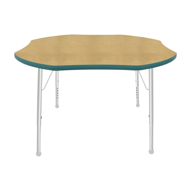 48" Shamrock Table - Top Color: Maple, Edge Color: Teal