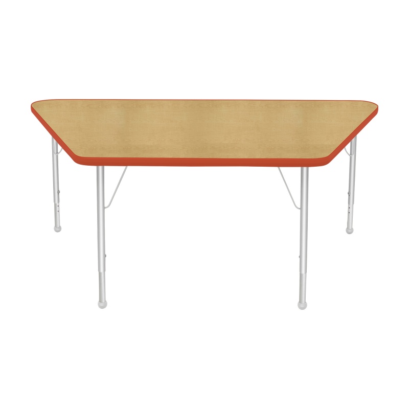 30" X 60" Trapezoid Table - Top Color: Maple, Edge Color: Autumn Orange
