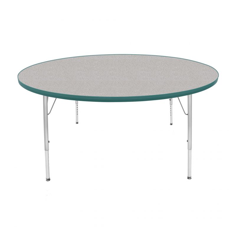 60" Round Table - Top Color: Gray Nebula, Edge Color: Teal