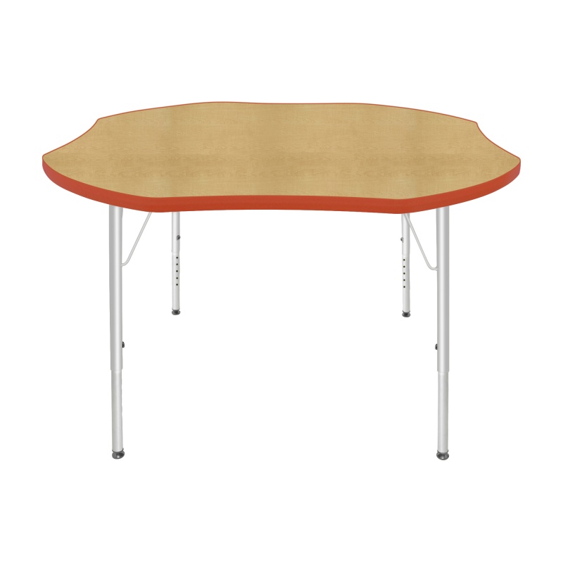 48" Shamrock Table - Top Color: Maple, Edge Color: Autumn Orange