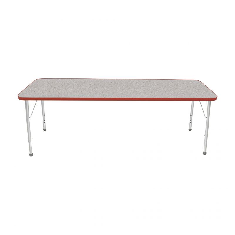 24" X 72" Rectangle Table - Top Color: Gray Nebula, Edge Color: Red