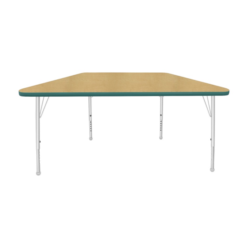 24" X 48" Trapezoid Table - Top Color: Maple, Edge Color: Teal