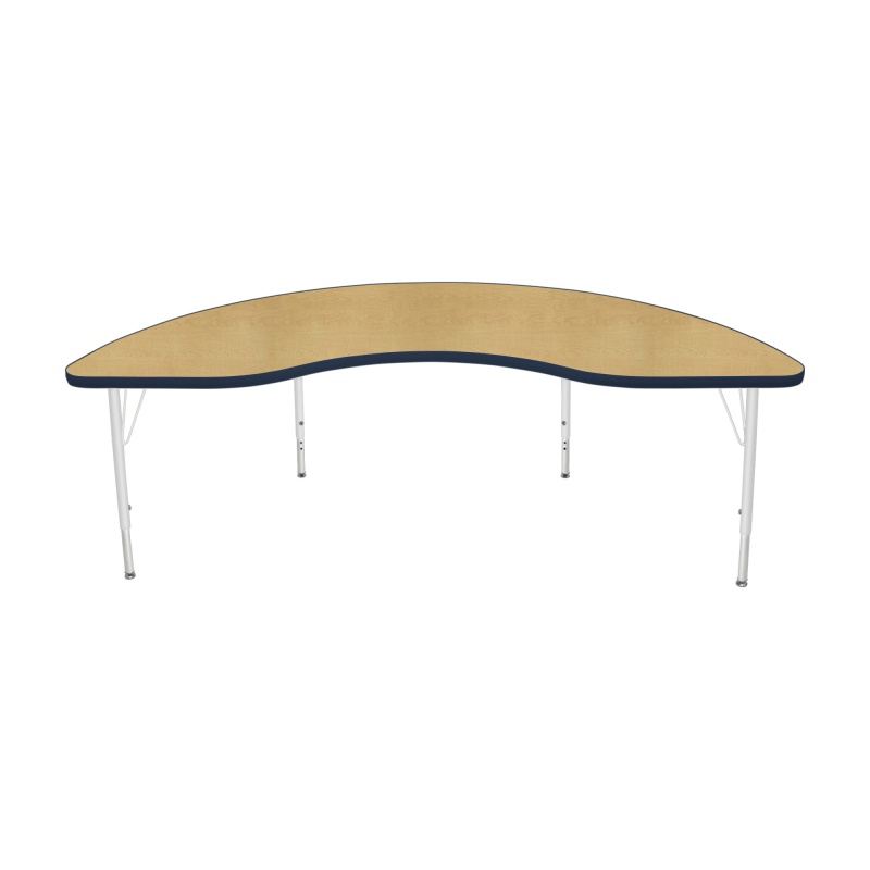 36" X 72" Kidney Table - Top Color: Maple, Edge Color: Navy