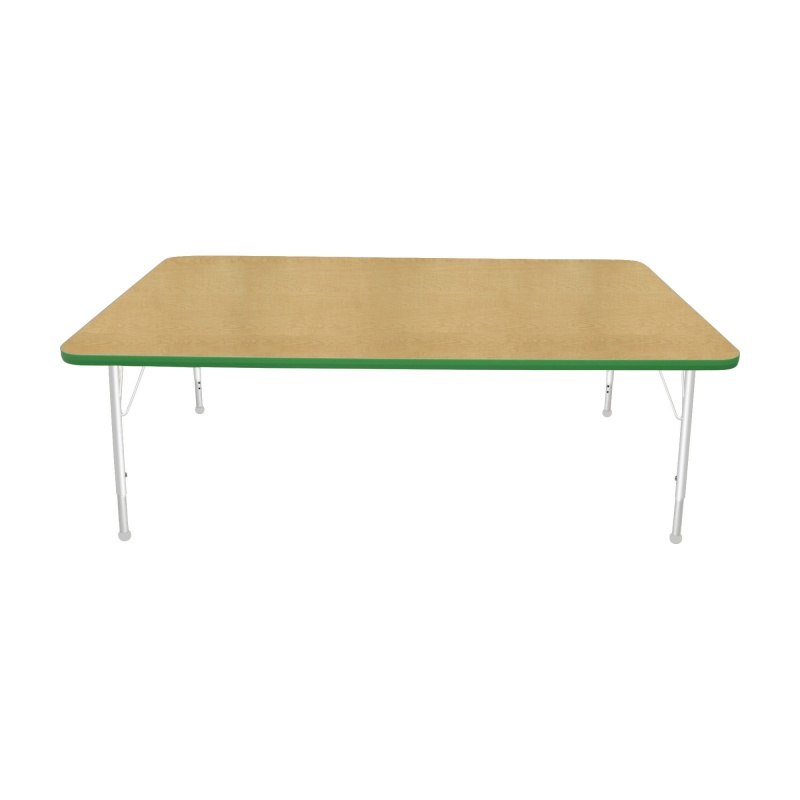 42" X 72" Rectangle Table - Top Color: Maple, Edge Color: Dustin Green