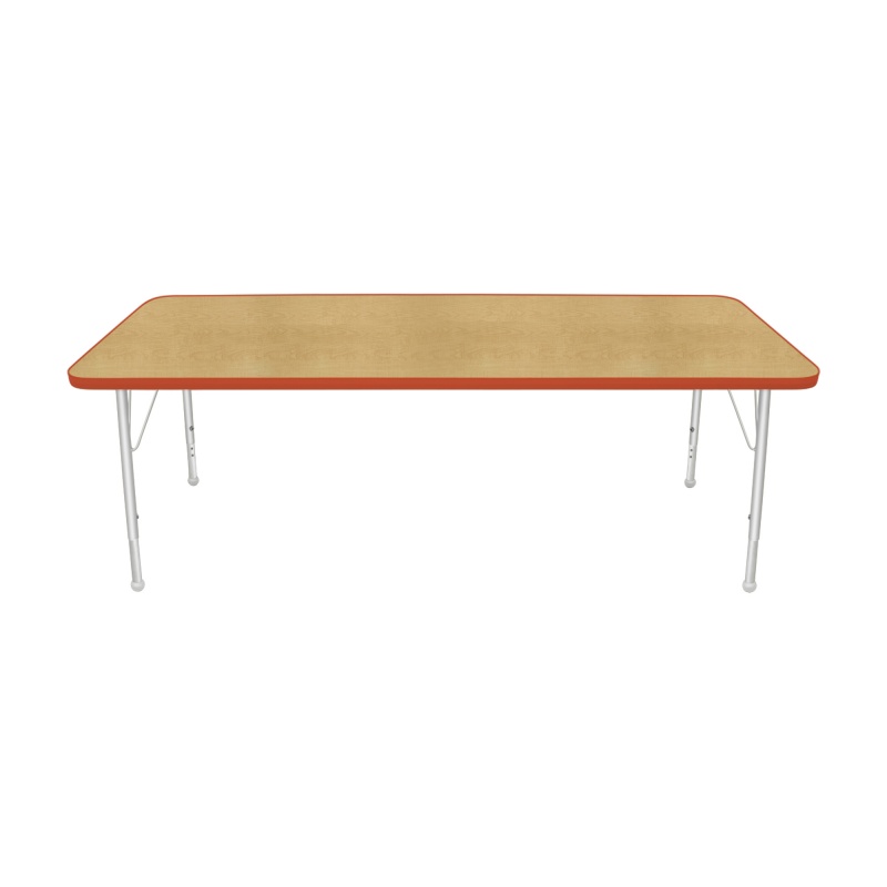 30" X 72" Rectangle Table - Top Color: Maple, Edge Color: Autumn Orange