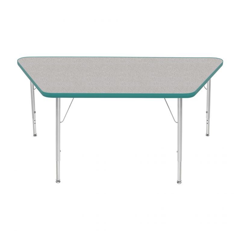 30" X 60" Trapezoid Table - Top Color: Gray Nebula, Edge Color: Teal