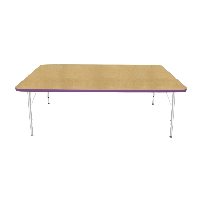 42" X 72" Rectangle Table - Top Color: Maple, Edge Color: Purple
