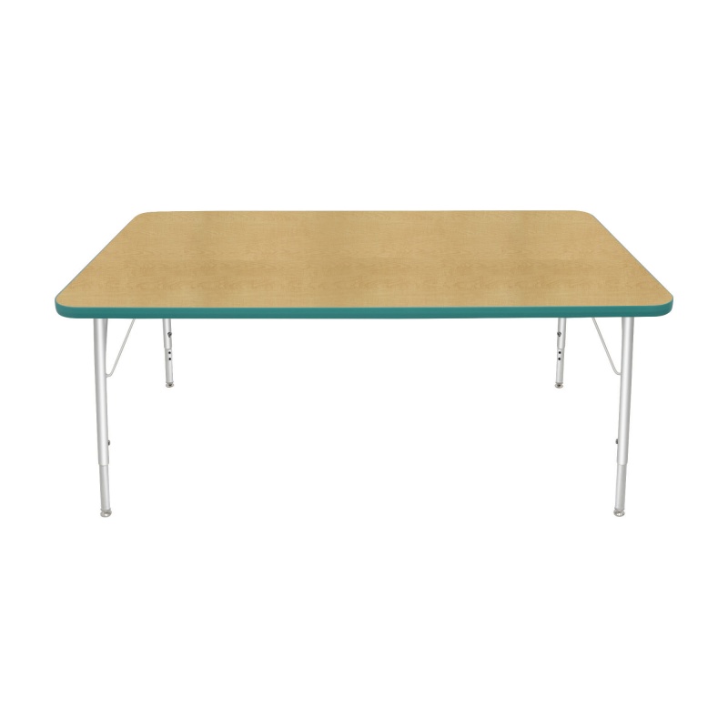 36" X 60" Rectangle Table - Top Color: Maple, Edge Color: Teal
