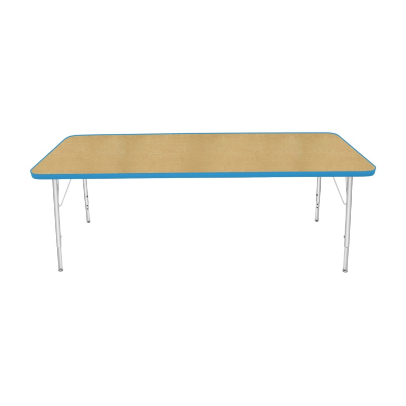 30" X 72" Rectangle Table - Top Color: Maple, Edge Color: Bright Blue