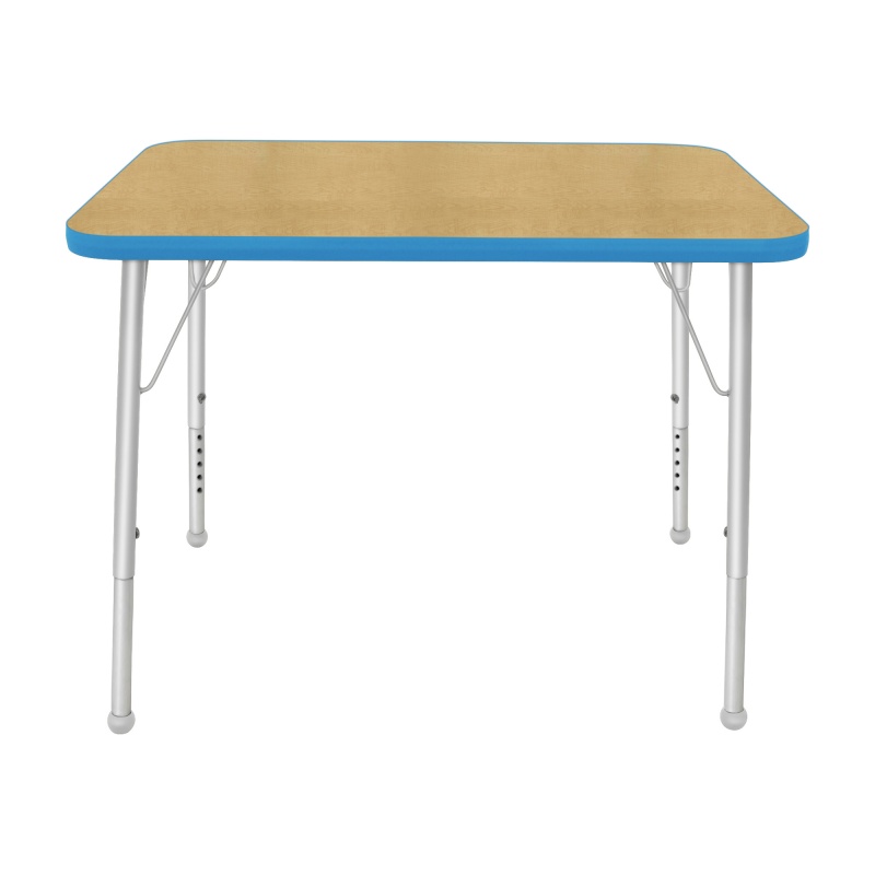 24" X 48" Rectangle Table - Top Color: Maple, Edge Color: Bright Blue