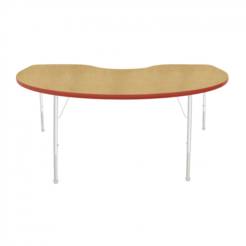 48" X 72" Kidney Table - Top Color: Maple, Edge Color: Red