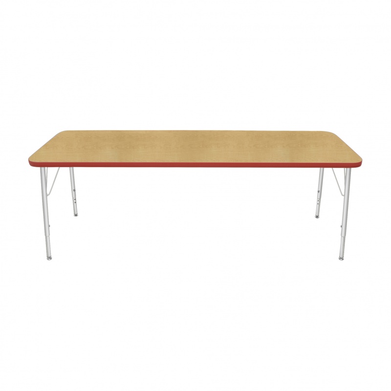 24" X 72" Rectangle Table - Top Color: Maple, Edge Color: Red
