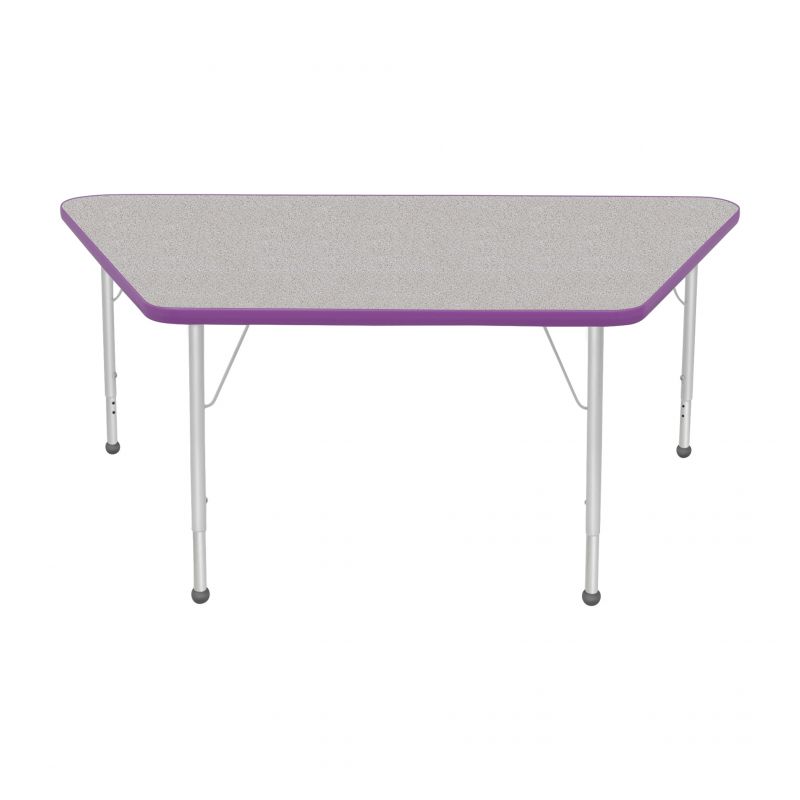 30" X 60" Trapezoid Table - Top Color: Gray Nebula, Edge Color: Purple