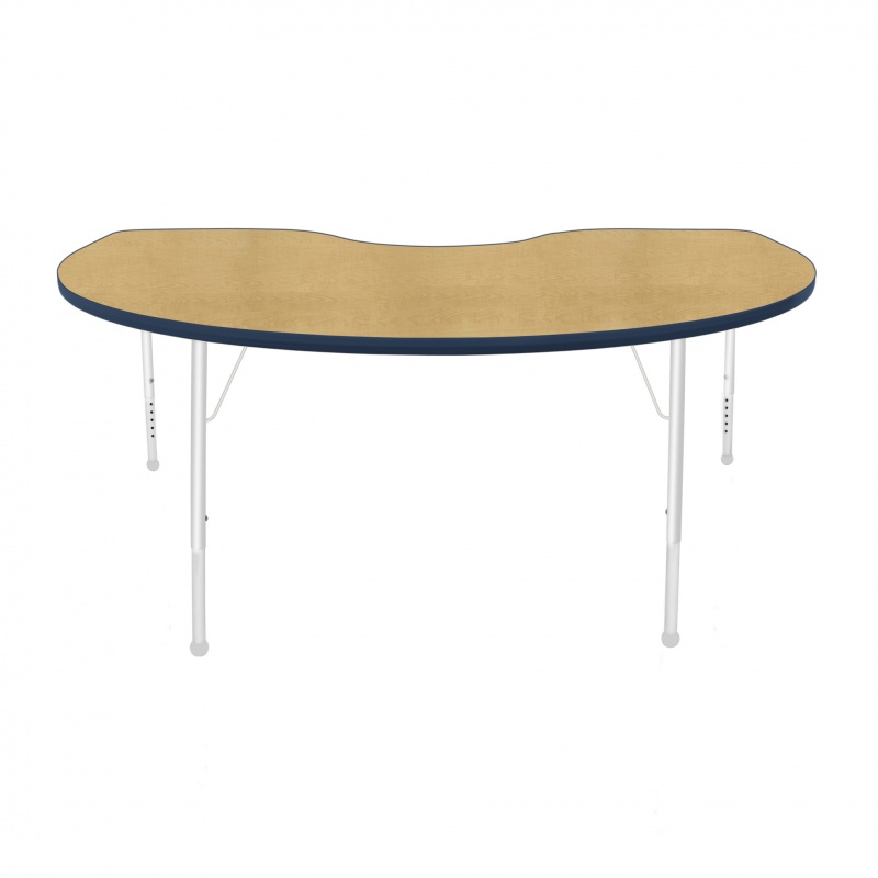 48" X 72" Kidney Table - Top Color: Maple, Edge Color: Navy