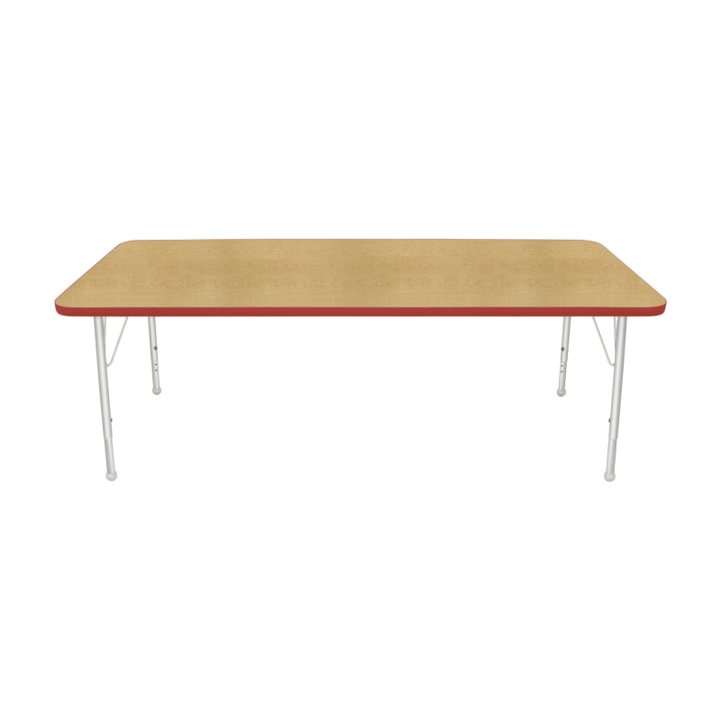 30" X 72" Rectangle Table - Top Color: Maple, Edge Color: Red
