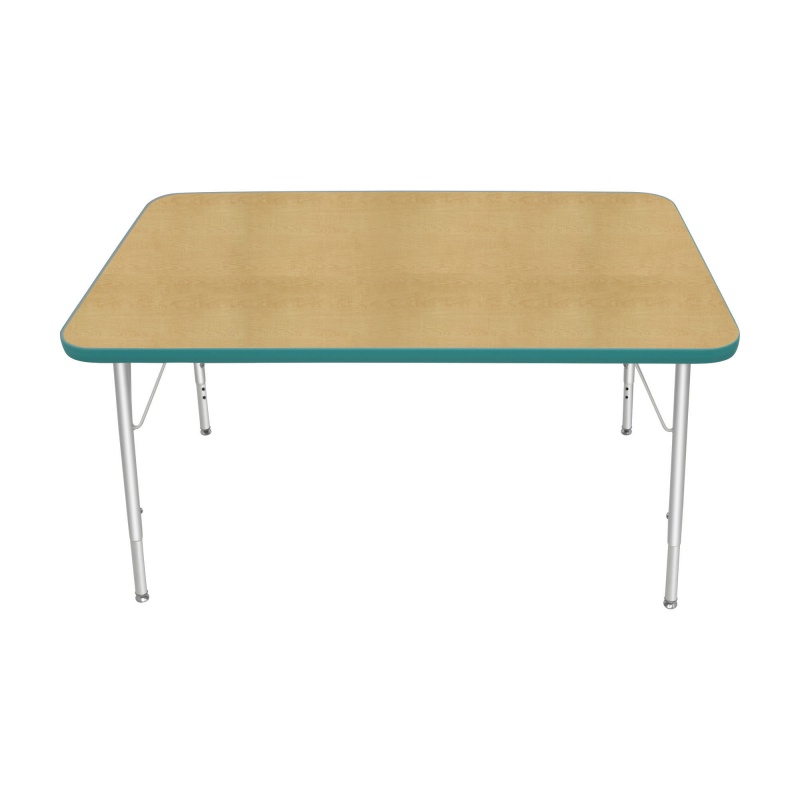 30" X 48" Rectangle Table - Top Color: Maple, Edge Color: Teal