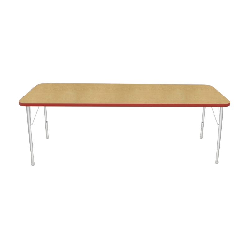 24" X 72" Rectangle Table - Top Color: Maple, Edge Color: Red