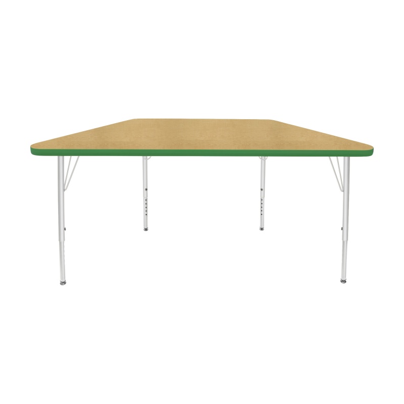 24" X 48" Trapezoid Table - Top Color: Maple, Edge Color: Dustin Green