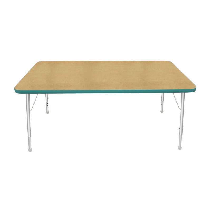 36" X 60" Rectangle Table - Top Color: Maple, Edge Color: Teal