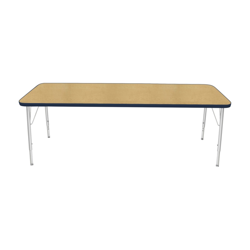 24" X 72" Rectangle Table - Top Color: Maple, Edge Color: Navy