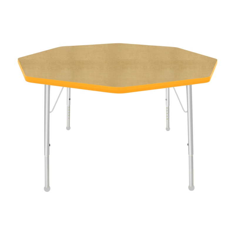 48" Octagon Table - Top Color: Maple, Edge Color: Yellow