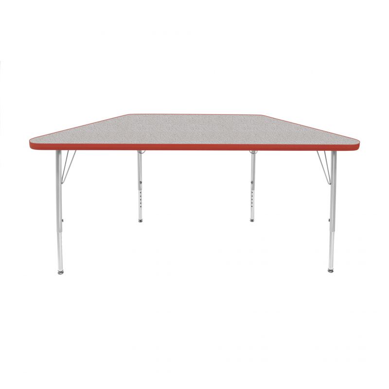 24" X 48" Trapezoid Table - Top Color: Gray Nebula, Edge Color: Red
