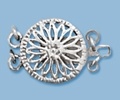 12Mm Sterling Silver Round Filigree Box Clasp - Double Strand