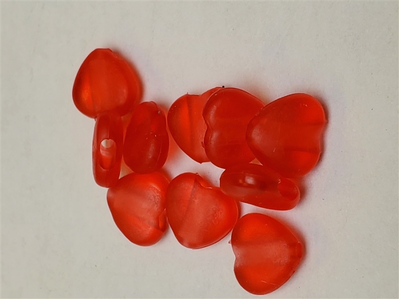 Ear Loop Grippers - Heart - Trans Red - 50 Pieces