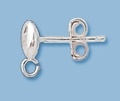 Sterling Silver Flat Ball Post With Loop - 5Mm