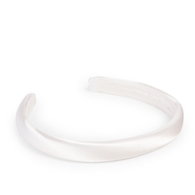 15Mm Padded Satin Headband - White