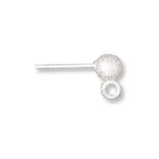 Sterling Silver Frosted Ball Post With Loop - 4Mm