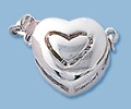 Sterling Silver Heart Shaped Box Clasp - Single Strand