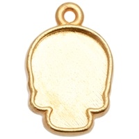 Gold Plated Skull Flatback Charm Setting - Fits Swarovski #2856 Skull