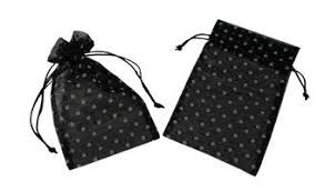 Organza Bags - Polka Dot - Black With Silver, 3" X 4"