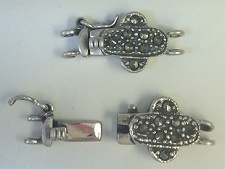 Marcasite "Club" 2-Strand Box Clasp With Safety Latch