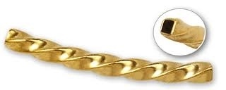 14Kt Gold Filled Twisted Curved Tube- 3Mm X 25Mm