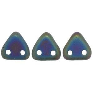 Czechmates 2 Hole Triangle Beads-Matte Iris Green