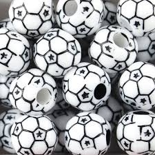 Team Sports Acrylic Soccer Ball Beads - 12 Mm - 60Pc