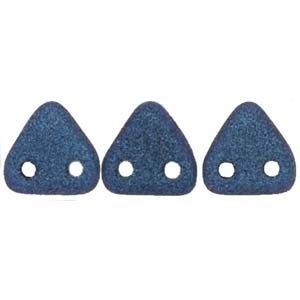 Czechmates 2 Hole Triangle Beads-Metallic Suede Blue